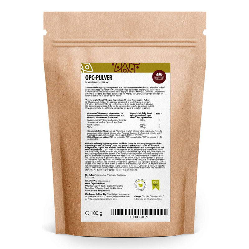 [Australia] - OPC grape seed extract powder 100g - 95% OPC - high-dose premium quality - without additives - from ripe, red grapes - controlled and bottled in Germany 