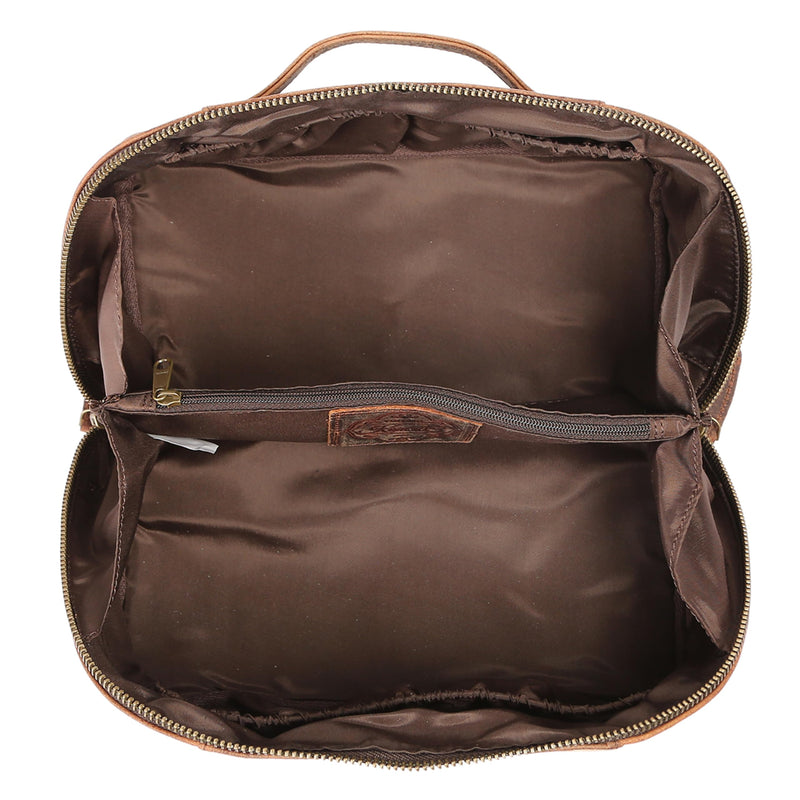 KomalC Luxury Leather Men’s Toiletry Travel Bag – Handmade Shaving Kit with Waterproof Interior, Spacious Storage & Carry Handle – leather travel Kit Bag for Men & Women (Dark Brown) Dark Brown