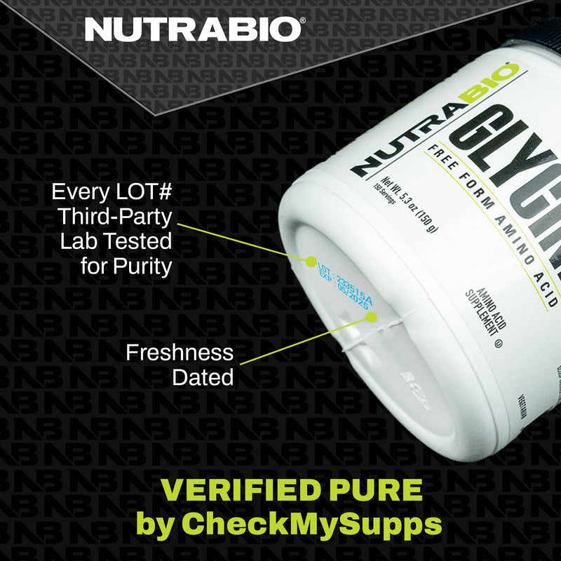 [Australia] - NutraBio Glycine Powder - Glycine Supplement- Free Form Amino Acid Supplement - 1000mg Serving - 150g, 150 Servings 