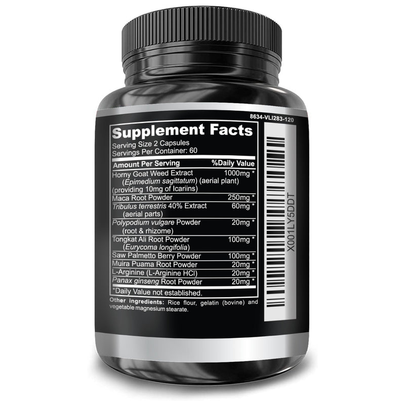 [Australia] - Super Strength 1590mg Horny Goat Weed 120 Capsules With Maca Arginine & Ginseng - Naturally Boost your Health, Workout Performance, Endurance & Energy, Joint Health For Men & Women (120C) 