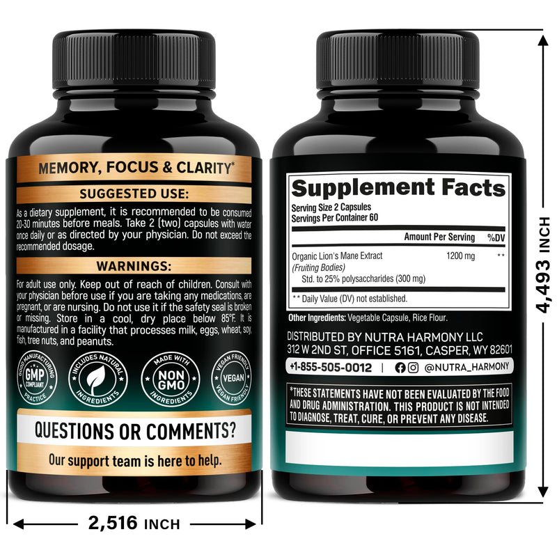 NUTRAHARMONY L-Theanine & Lions Mane Capsules