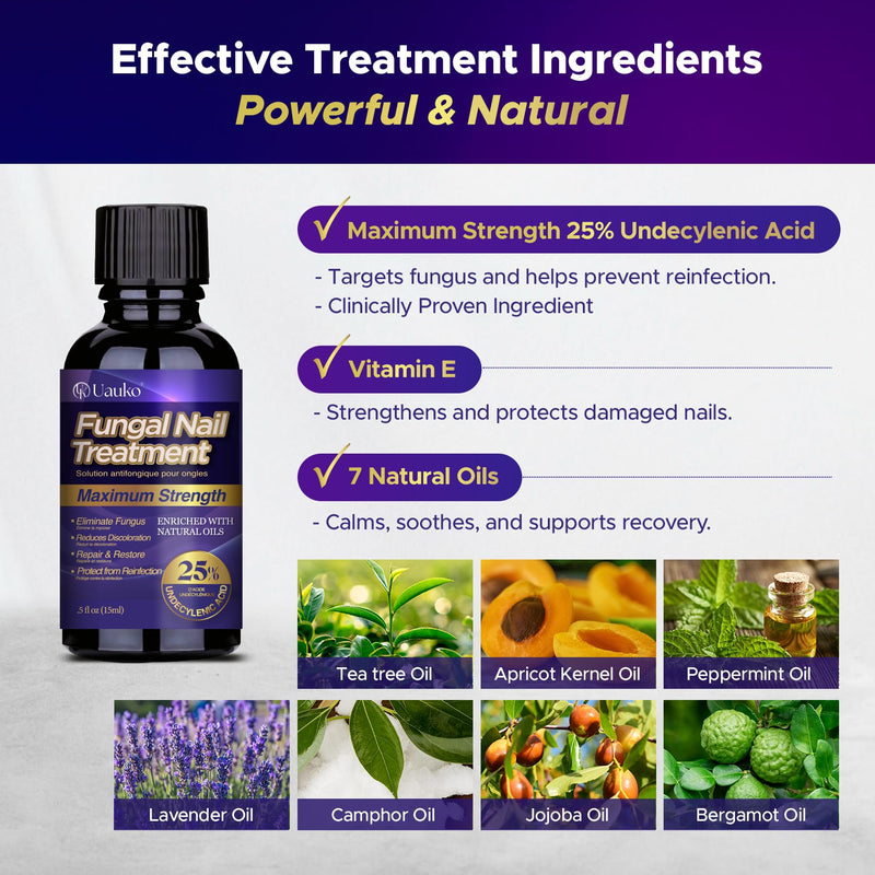 Toenail Fungus Treatment : Extra Strength 25% Undecylenic Acid Toe and Fingernail Fungus Removal - Fast Acting Fungal Nail Revitalizer with Tea Tree Oil (0.5 Fl Oz (Pack of 2)) 0.51 Fl Oz (Pack of 2)