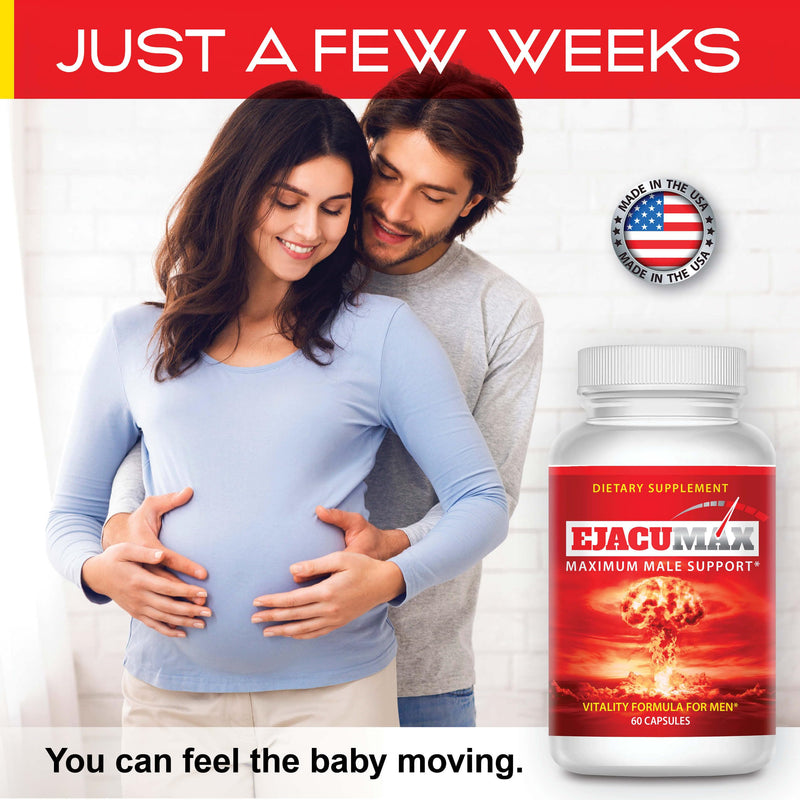 Ejacumax Vitality- Prenatal Vitamins for Men- Fertility Formula - Male Semen Volume Enhancer- High Potency Sperm Count Boosting Formulation- All Natural and Effective- 60 Capsules