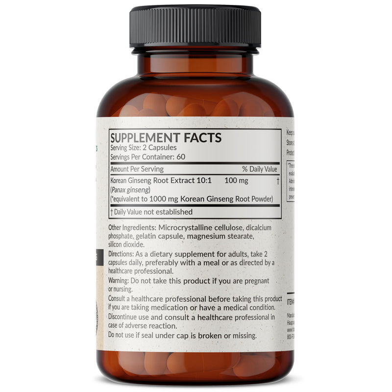 [Australia] - Futurebiotics Korean Panax Ginseng 1000 MG Per Serving Energy, Memory & Brain Health Support, Non-GMO, 120 Capsules 