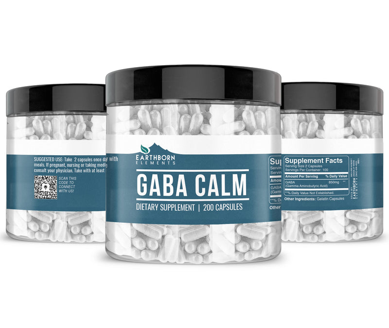 [Australia] - Earthborn Elements GABA (Gamma Aminobutyric Acid) 200 Capsules, Pure & Undiluted, No Additives 200 Count (Pack of 1) 