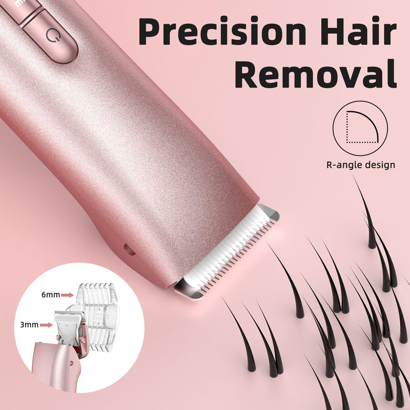 [Australia] - Bikini Trimmer for Women,Bikini Razor for Women Pubic Hair, 2 in 1 Wet & Dry Use Groomer,Painless Body Hair Trimmer for Face Legs Underarm Electric Shavers Razors Rechargable IPX7 Waterproof (Pink) Pink 