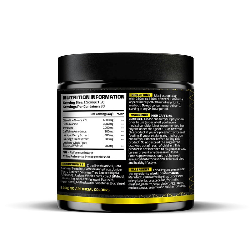 Beast Stim Pre Workout Powder - 30 Servings - Gym Supplements for Men and Women 390g - Beta Alanine Preworkout - Lemon Sherbet