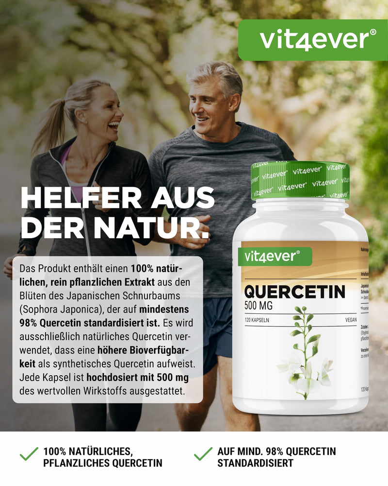 [Australia] - Quercetin - 500 mg - 120 capsules - 4 month supply - Premium: Natural 15:1 string tree flower extract with 95% quercetin content - High dosage - Vegan 