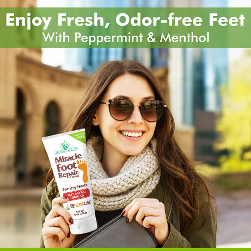 [Australia] - Miracle Foot Repair Cream (8 oz / 2-Pack) Repairs Dry Cracked Heels and Feet, 60% Pure UltraAloe Moisturizes, Softens, and Repairs 8 Ounce (Pack of 2) 