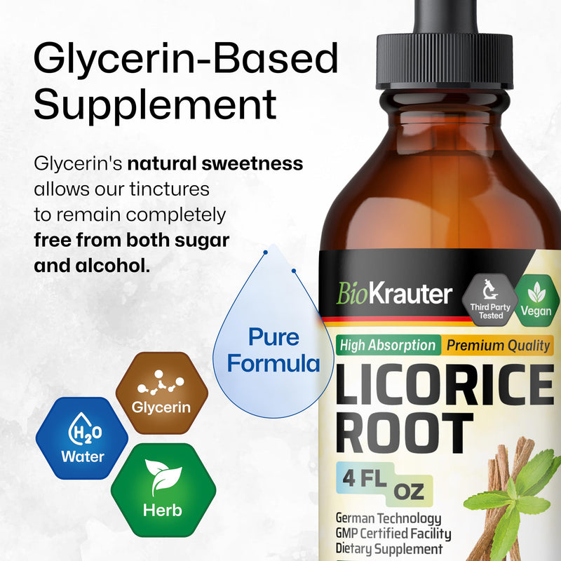 [Australia] - Licorice Root Tincture - Organic Licorice Root Extract for Digestion Health Support - High Bioavailability Formula - Alcohol and Sugar Free - Vegan Drops 4 Fl.Oz. 4 Fl Oz (Pack of 1) 