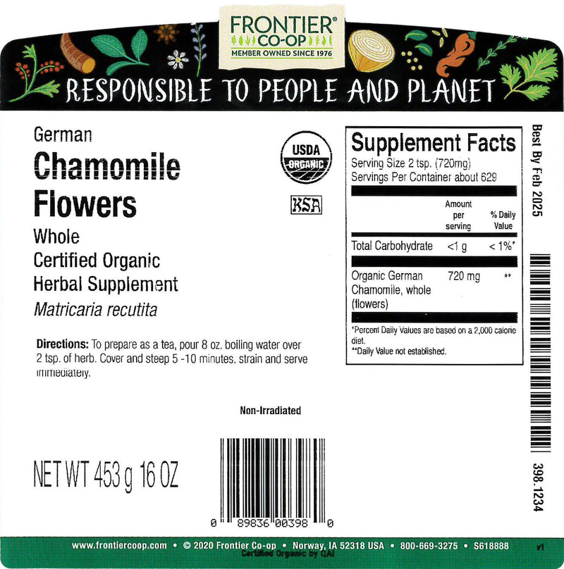 [Australia] - Frontier Co-op Organic Whole Chamomile Flowers 1lb 16 oz 