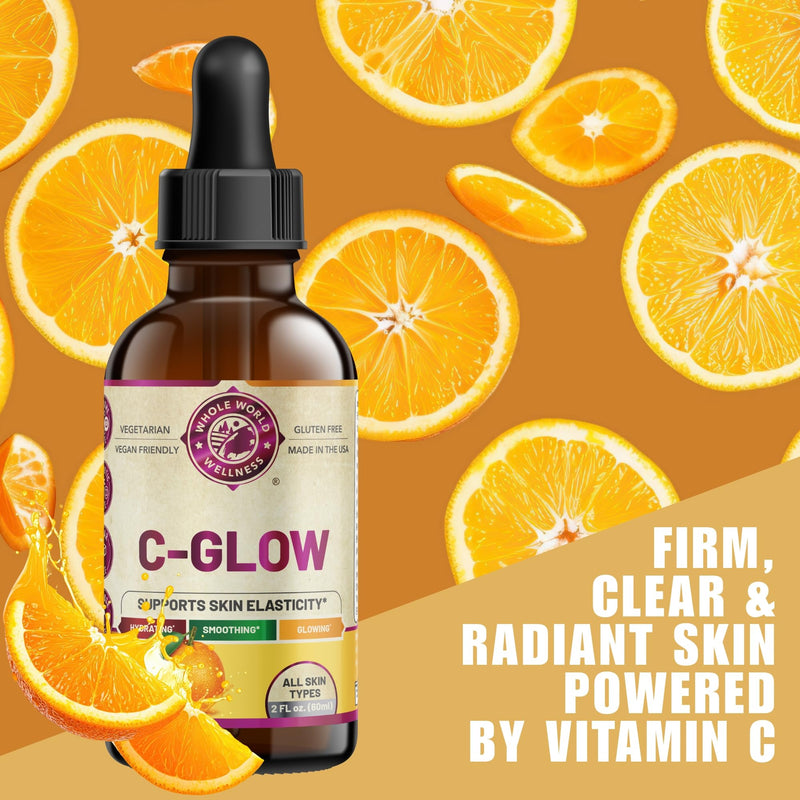 C Glow Vitamin C Liquid Serum | Supports Skin Elasticity & Hydration | Ascorbic Acid, Dandelion Extract, Vitamin E | Gluten Free, Vegan Friendly, Soy Free | Made in the USA.