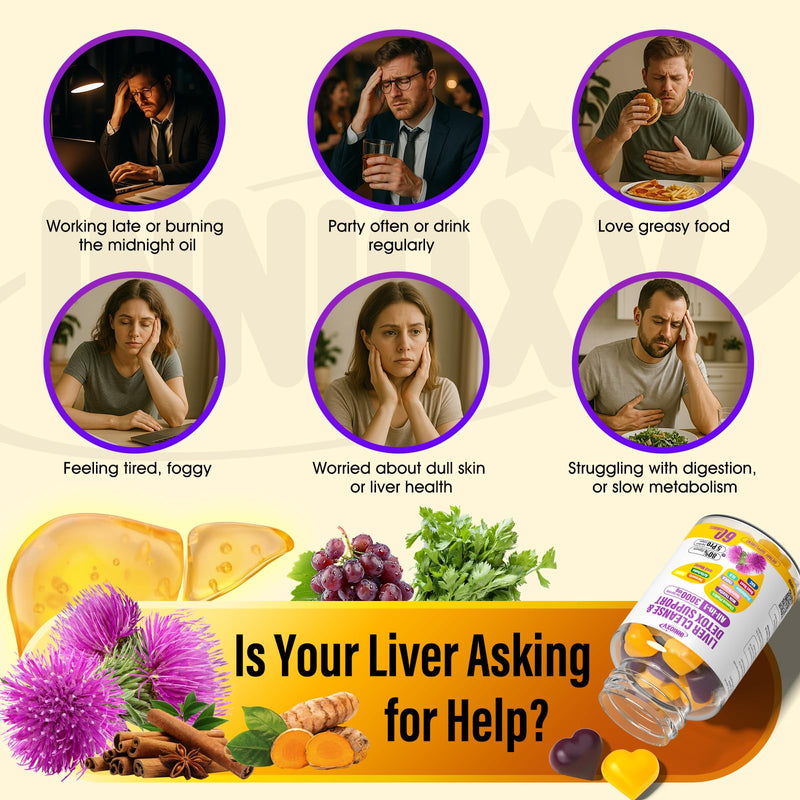 [Australia] - Liver Cleanse Detox & Repair Gummies - 29-in-1 1500mg Milk Thistle Supplement with Beetroot Dandelion Artichoke, Vegan Gummy with NAC TUDCA Vitamins Supports Immune, Boosts Energy, Gut Health, 60 ct 