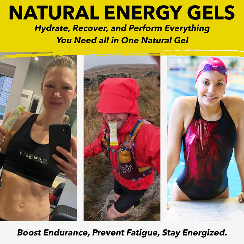 Organic Honey Energy Gels with Electrolytes (10 Pack). 25g Natural Carbohydrate from Glucose and Fructose for Running, Cycling, Team Sports and All Activities. 10