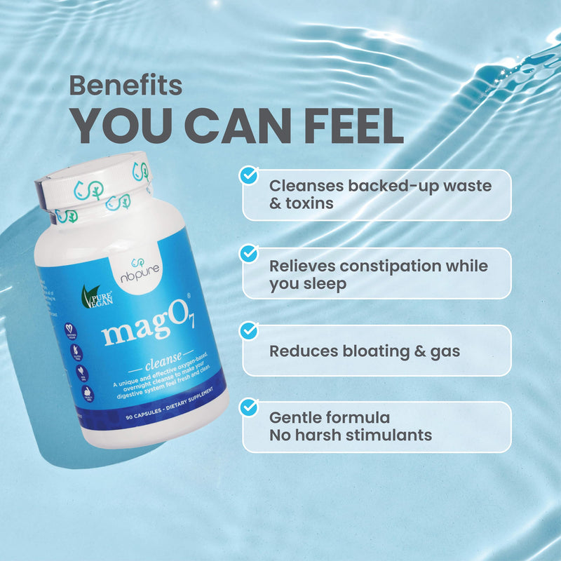 [Australia] - nbpure MagO7 - Natural Colon Cleanse & Detox - Occasional Constipation Relief, Stool Softening, & Bloating Support for Men & Women - Ozonated Magnesium Oxide, 180 Capsules 