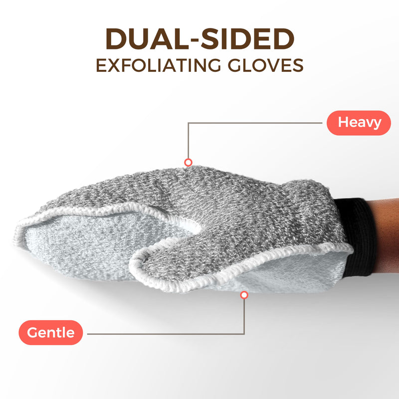[Australia] - ZOMCHI 2 Pack Deep Exfoliating Glove with Dual Texture, Massage Body Scrub Gloves for Home Spa, Exfoliating Mitt for Dead Skin Removal (Deep + Gentle) Deep + Gentle 