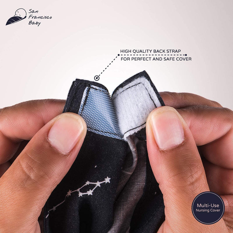 [Australia] - Cotton Nursing Cover - Large Breastfeeding Cover with Built-in Burp Cloth & Pocket - Soft, Breathable, Chemical-Free, 360° Coverage, Black Nursing Cover for Breastfeeding by San Francisco Baby Premium Black 