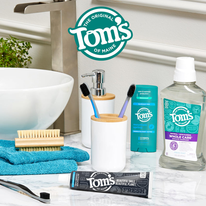 [Australia] - Tom’s of Maine Natural Activated Charcoal Toothpaste with Fluoride, Peppermint, 3 Pack, 4.0 Oz 