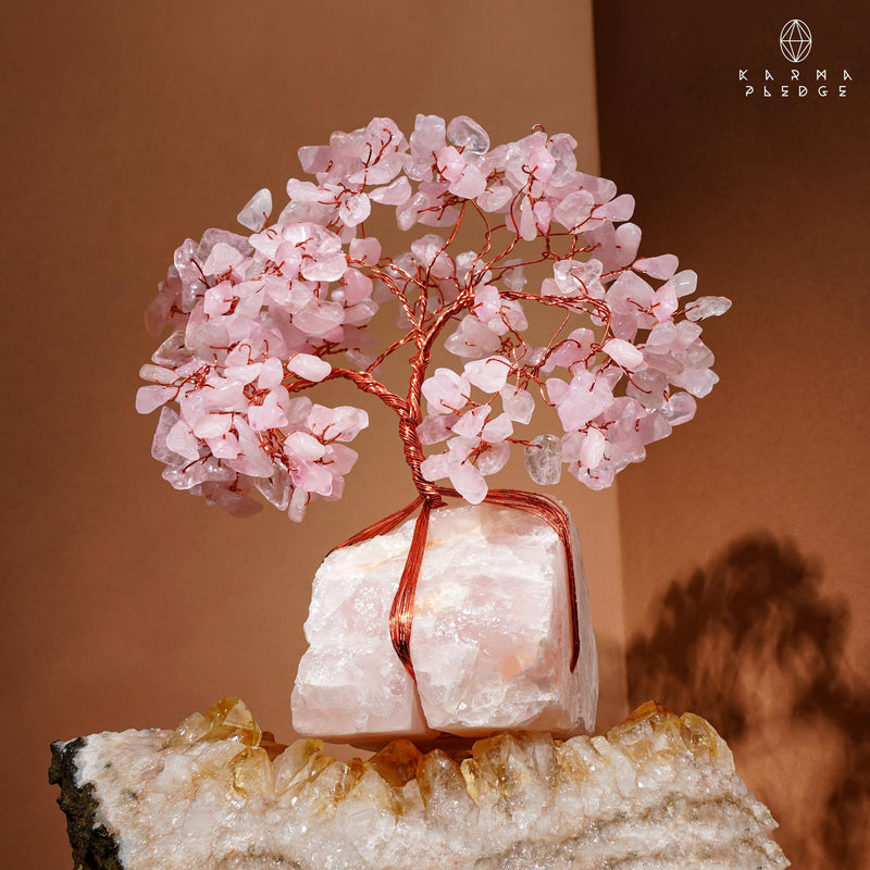 [Australia] - Rose Quartz Crystal Trees for Home Decor, Office Desk Decoration, Chakra Healing Crystals and Stone for Positive Energy, Money, Good Luck, Tree of Life Spiritual Birthday Gifts for Women and Mom 10 Rose Quartz Base Raw Crystal Tree 