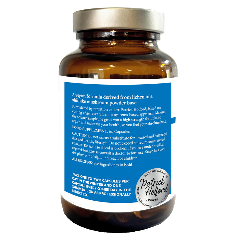 PATRICK HOLFORD Vitamin D High Strength/Vitamin D Supplement/for Immunity, Bone & Muscle Support / 1 Nutrient / 3000iu / D3 / Shiitake Mushroom Base/Naturally Sourced / 60 Capsules/Vegan /