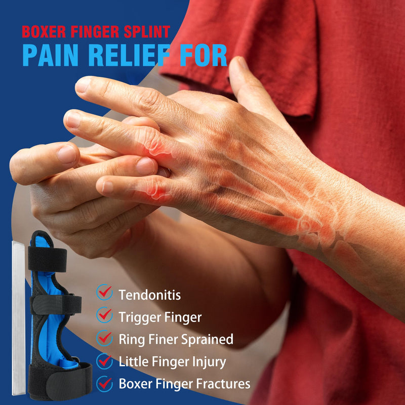 [Australia] - FEATOL Boxer Finger Splint Metacarpal Splint Brace, Adjustable Pinky Hand Brace For Women Men, Pain Relief For Boxer Fractures, Broken Ring Finger, Tendonitis(Left Hand -Black, Small) Left Hand -Black 