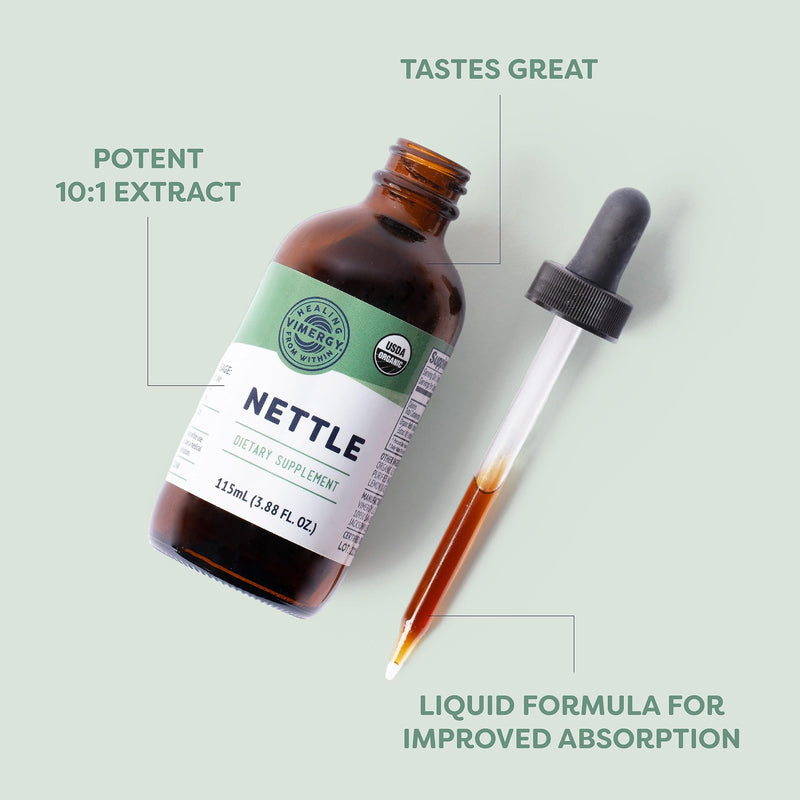[Australia] - Vimergy Organic Nettle Leaf Extract, 57 Servings – Potent 10:1 Extract Liquid Drops – Supports Immune System Health – Supports Joint Health - USDA Organic, Gluten-Free, Non-GMO, Vegan & Paleo (115 ml) 
