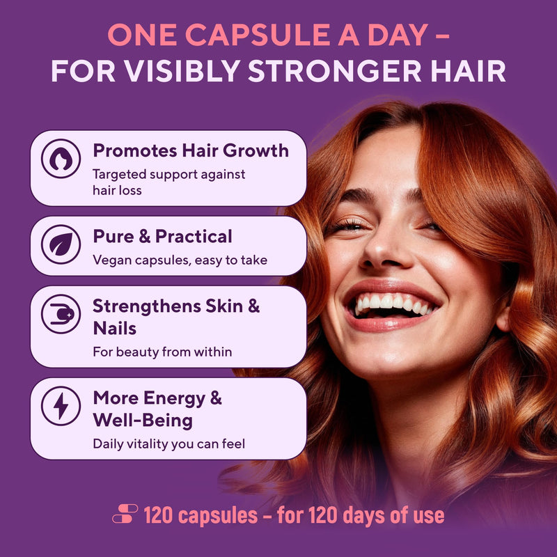Hair Growth Vitamins – Biotin 5000 mcg with MSM & Selenium & Zinc – Hair and Nails Vitamins for Women – 120 Capsules – Hair Growth Supplement for Stronger, Healthier Hair