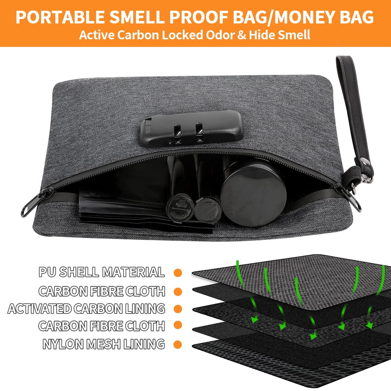 [Australia] - Smell Proof Bag, Dog-Tested Smell Proof Containers with Lock, Smell Proof Stash Bag, Money Safe Organizer, Odor Proof Case Storage Bags for Your Accessories, Smell Proof Pouch Gifts BLack 