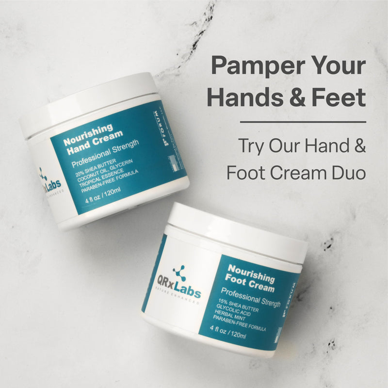 QRxLabs Shea Foot Cream 4 oz - Hydrating & Cooling Formula with 15% Shea Butter, Spearmint, Vitamin E, Glycolic Acid - Non-Greasy, Quick-Absorbing, Paraben-Free - Repair Dry, Cracked Feet