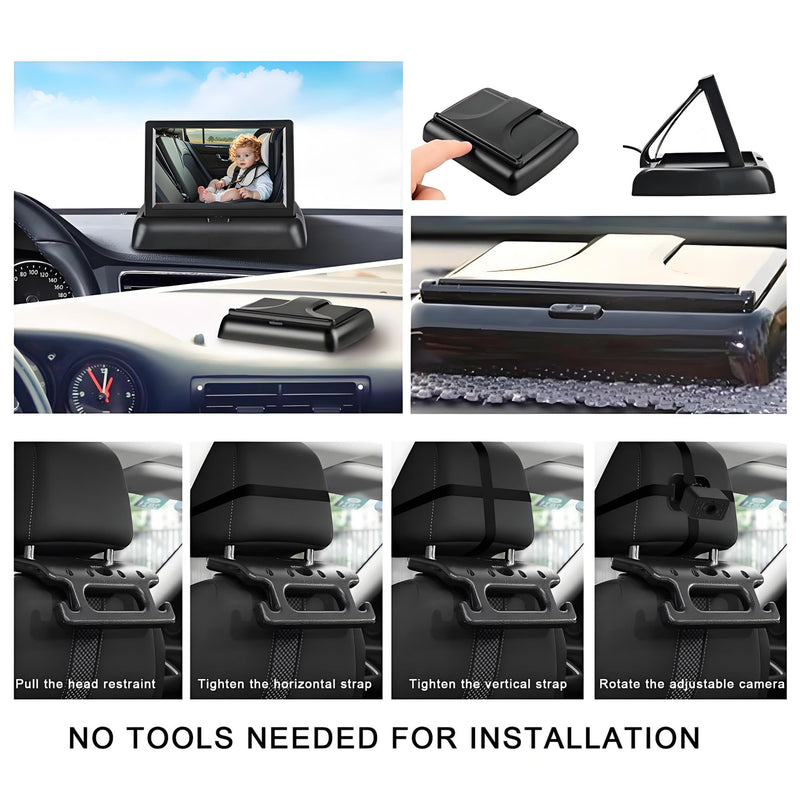 [Australia] - Baby Car Camera for Backseat-HD 720P 4.3 inch Monitor with Night Vision, 360¬∞ Rotation, 150¬∞ Wide View Angle. Protects Your Baby‚Äôs Eyes.Rear-Facing Backseat Camera for Kids, Infants, and Newborns KB45 