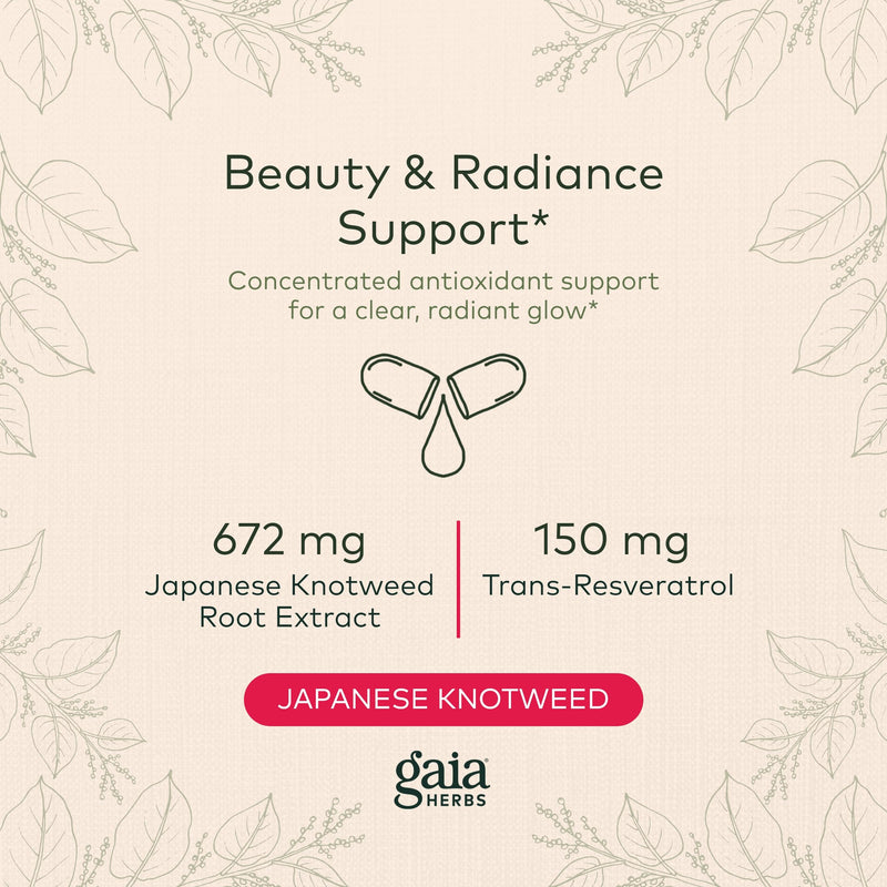 [Australia] - Gaia Herbs Resveratrol 150 - Beauty & Radiance Antioxidant Support Supplement - Made with Japanese Knotweed - Contains 150 mg Trans-Resveratrol per Serving - 50 Liquid Phyto-Capsules (25-Day Supply) Standard Packaging 