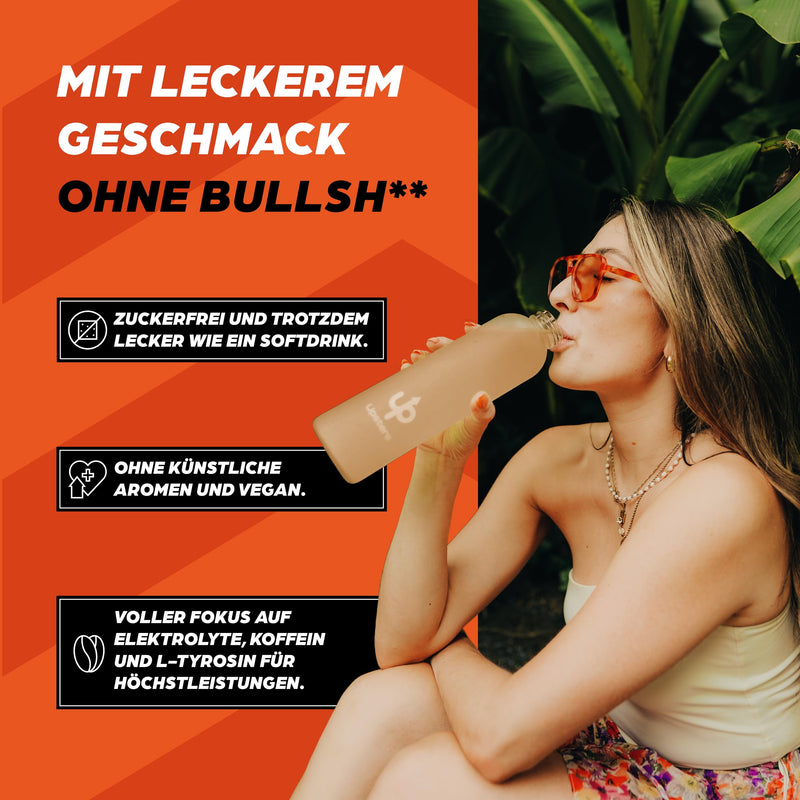 [Australia] - Upsters Energylytes I Electrolyte powder with 160 mg caffeine I Energy drink I Concentration I 30 portions for hydration I Sugar-free and with L-tyrosine I For sports & parties I Orange OG Orange 