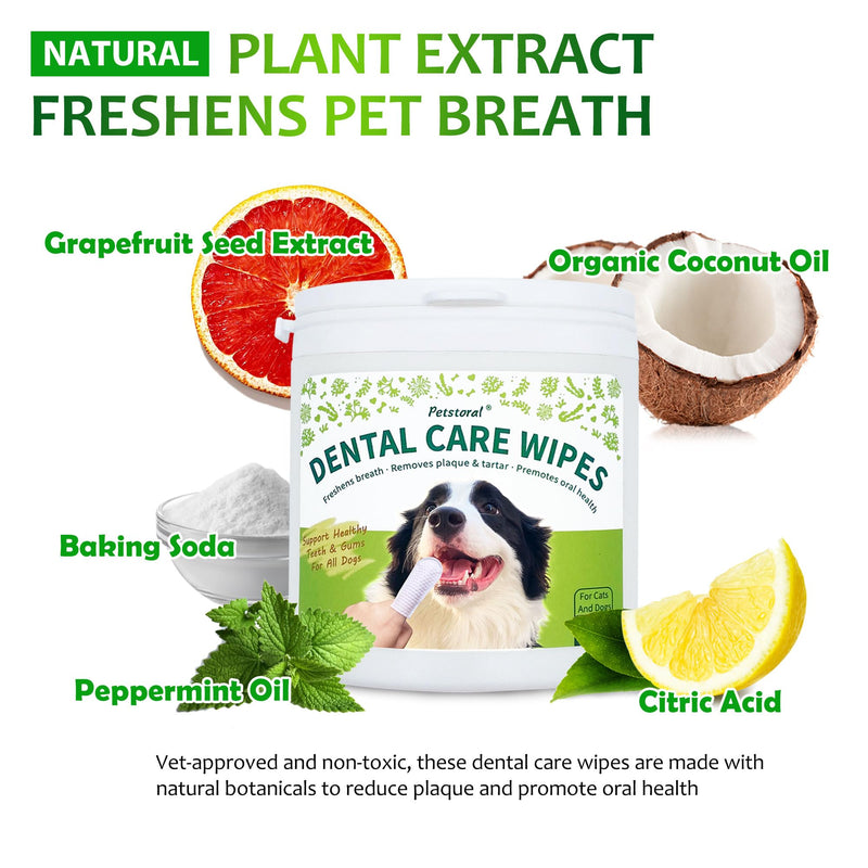 [Australia] - Dental Cleaning Kit, Dental Care Wipes to Clean Plaque on The Surface of The Teeth, Beef Liver Flavour Dental Powder with Probiotic to Solve Oral Problems from The Inside of Digestion Dental Kit（50 Ct） 