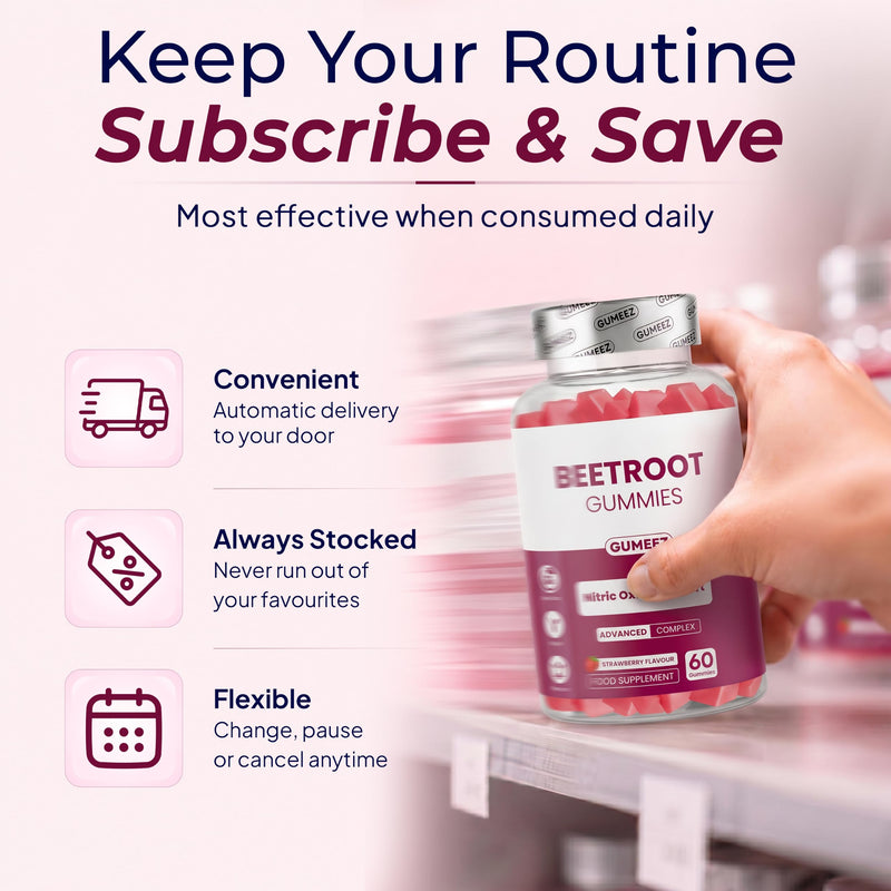 Beetroot Gummies 1500mg – Nitric Oxide & Blood Pressure Support with Grape Seed Extract & Vitamin B12 – Vegan Beetroot Supplement for Energy & Circulation – Strawberry Flavour – 30 Day Supply