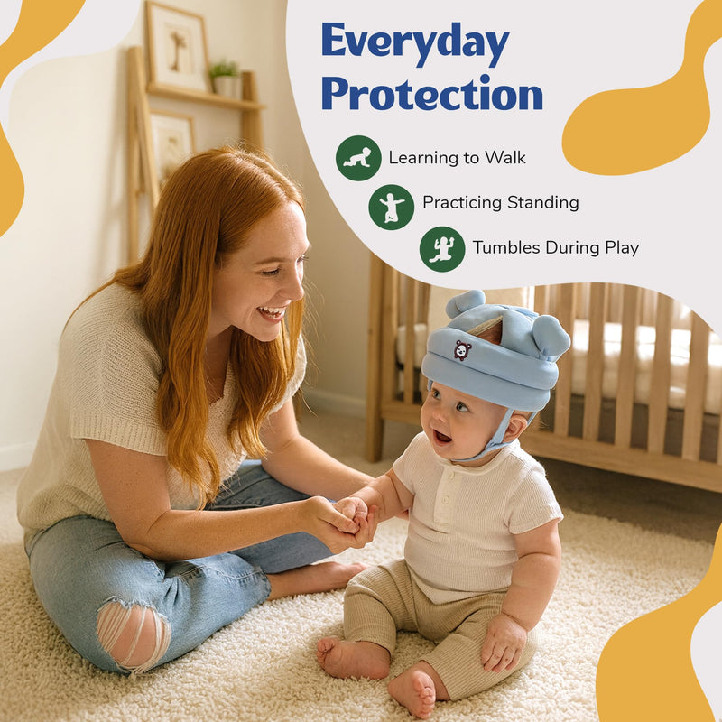 [Australia] - Baby Head Protector for Crawling Walking, Infant Helmet with Foam Bumpers, Adjustable Baby Helmet for Crawling Walking, Toddler Helmet - Head Protector for Baby Walking 6-24 Months. Beige 