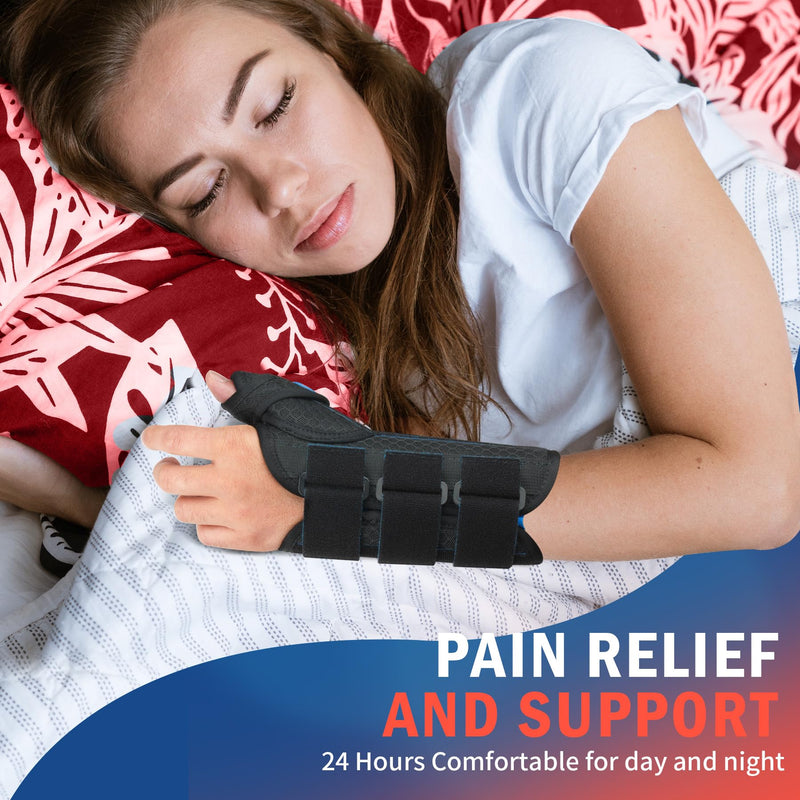 [Australia] - FEATOL Wrist Brace With Thumb Support for Dequervains Tendonitis-Thumb Brace for Carpal Tunnel, Tendonitis, Arthritis Pain Relief-Thumb Spica Splint for Night-Right Hand Small/Medium-for Men and Women Small/Medium(Pack of 1) Right Hand-Black Blue 