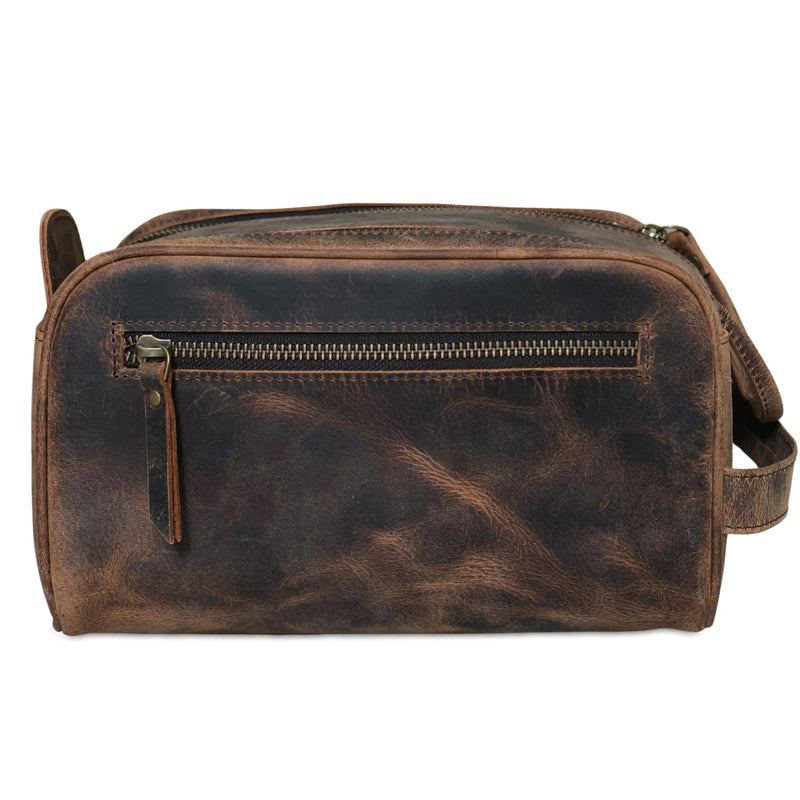 KomalC Travel Toiletry Bag – Premium Leather Dopp Kit for Men & Women with Water-Resistant Lining & Spacious Zippered Organizer 1 Zip Classic