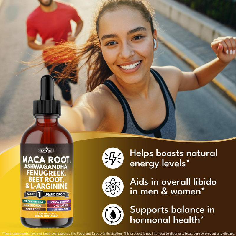 [Australia] - Organic Maca Root Liquid Drops with Ashwagandha, Nettle, Fenugreek, Beet Root and L-Arginine Liquid Multivitamin for Women and Men (1) 2 Fl Oz (Pack of 1) 