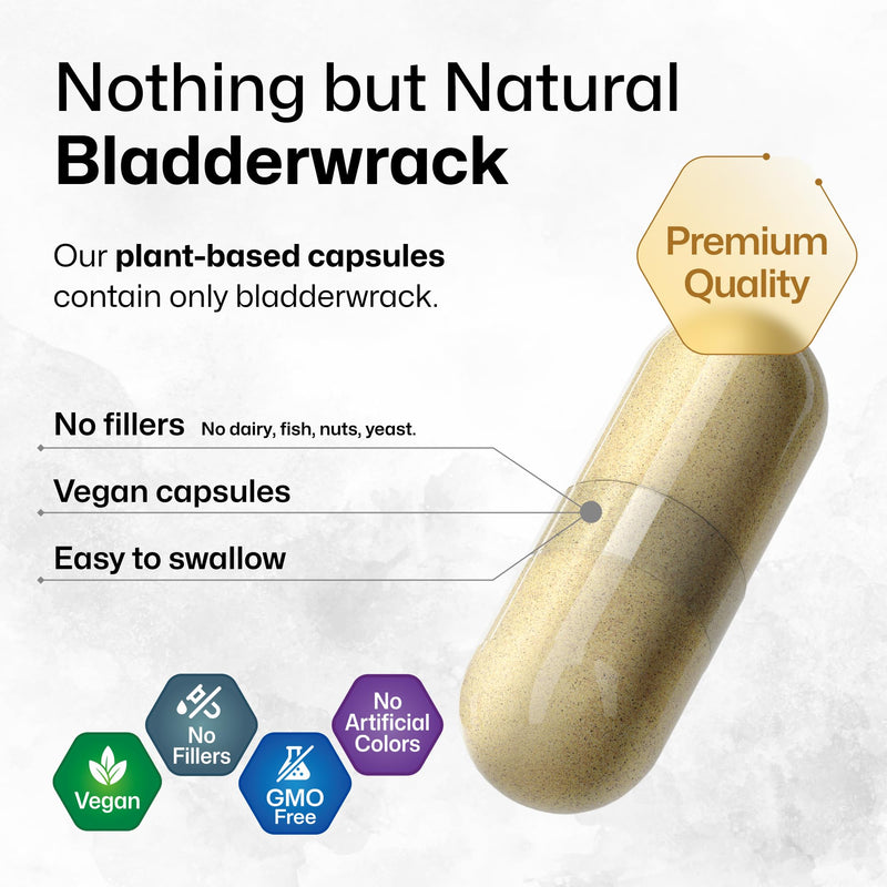 [Australia] - Bladderwrack Capsules - Premium Vegan Supplement - Potent Formula from Natural Marine Source of Iodine - 1200 mg per Serving - 100 Veggie Capsules 