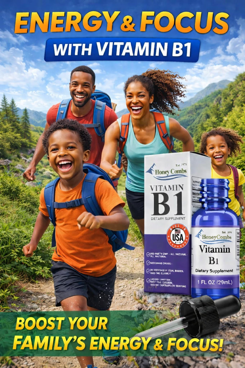 HoneyCombs Vitamin B2 (Riboflavin) Drops - 1 Fl Oz + Vitamin B1 (Thiamine) Drops- 1 Fl oz