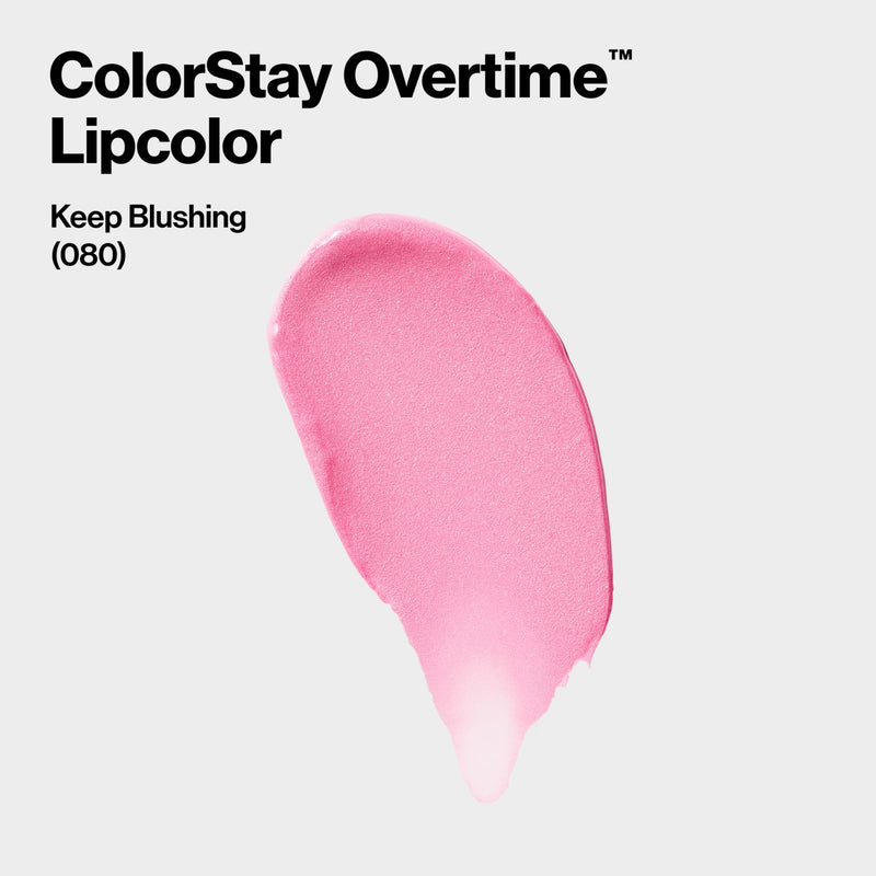Revlon ColorStay Overtime Lipcolor, 080 Keep Blushing, 0.07 fl oz | Dual-ended liquid lipstick with clear lip gloss. Moisturizing ingredients. Won't smudge, bleed or feather. 0.07 Fl Oz (Pack of 1)