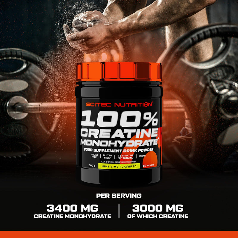 Scitec Nutrition 100% Creatine Monohydrate – Vegan – 3g per Serving – Performance Boost for High-Intensity Workouts – 300 g, Mint-Lime