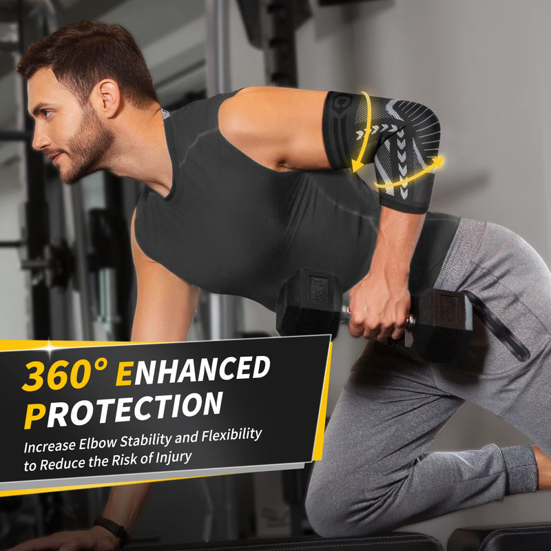 [Australia] - CAMBIVO 2 Pack Tennis Elbow Brace for Tendonitis and Tennis Elbow,Golfers Elbow, Arm Compression Sleeves for Women and Men, Bíceps Support Sleeve for Weightlifting, Basketball and Workout Large Grey 