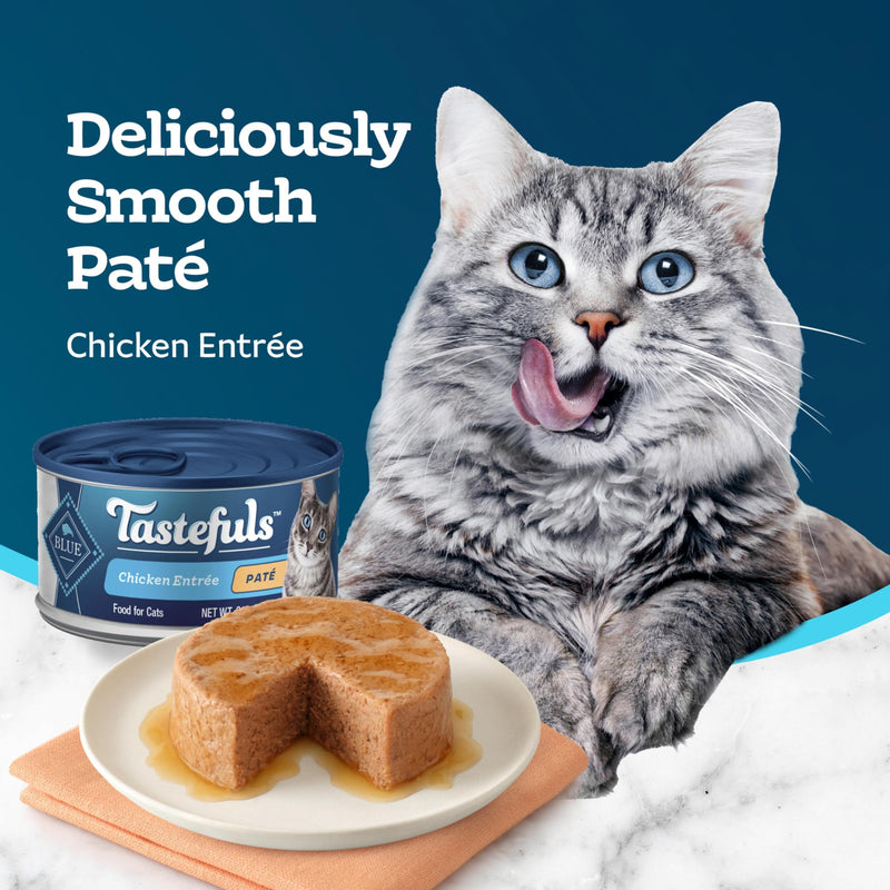Blue Buffalo Tastefuls Chicken Paté Wet Cat Food, 3 oz, 24 ct | Real Chicken First, Paté Style, No Chicken By-Product, Corn, Wheat, or Soy 3 Ounce (Pack of 24)