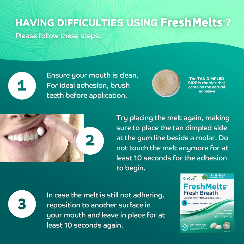 Oracoat FreshMelts Fresh Breath Stick-on Melts for Lasting Freshness, 160 Count Breath Freshener for Bad Breath, Non-Acidic & Sugar-Free, Arctic Mint 160 Count (Pack of 1)