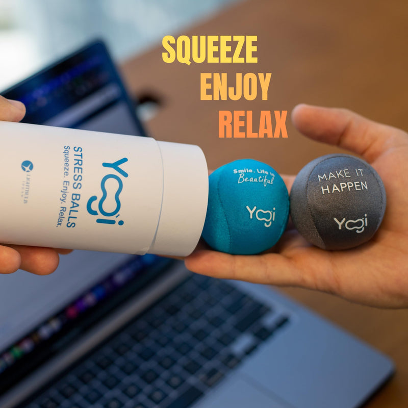 [Australia] - Yogi Stress Balls - Stress Ball with Finger Grip Strap, Stress Balls for Adults, Grip Strength Trainer Squeeze Balls, Anxiety Stress Relief, Fidget Handball, Squish Ball - 2 Pack 2Pack 