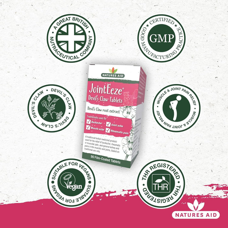 Natures Aid JointEeze 300mg (Equivalent 1050-1500mg of Devils Claw Root) 90 Tabs - 4 Pack