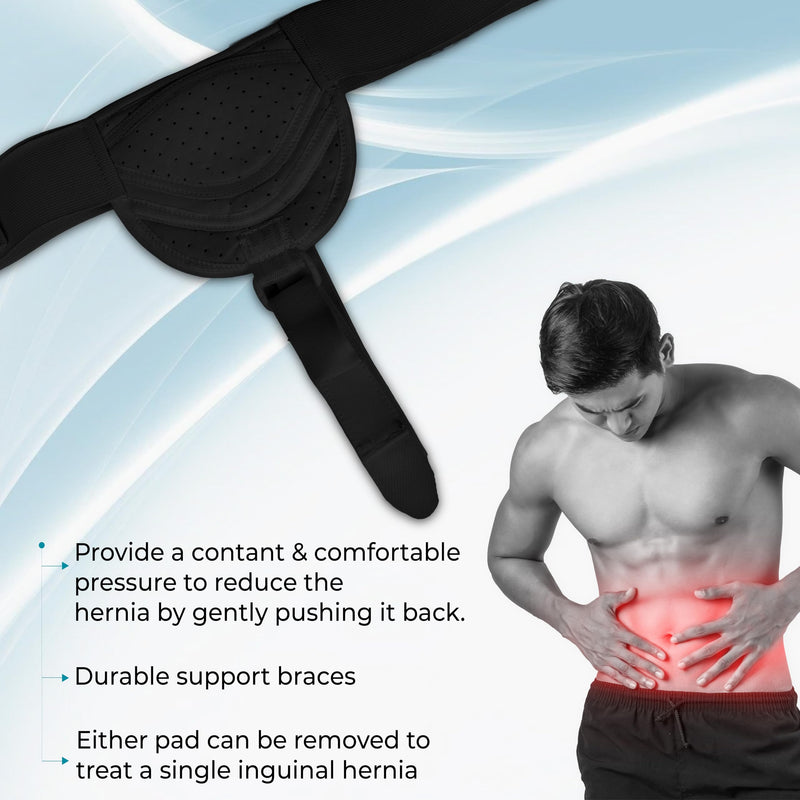 WC Hernia belt for men inguinal hernia support belt Pain Relief With Removable Compression Pads Groin hernia truss Flexible Adjustable Groin Straps Left or Right inguinal Hernia Truss Brace-L/XL Black L/XL (44-55inch)