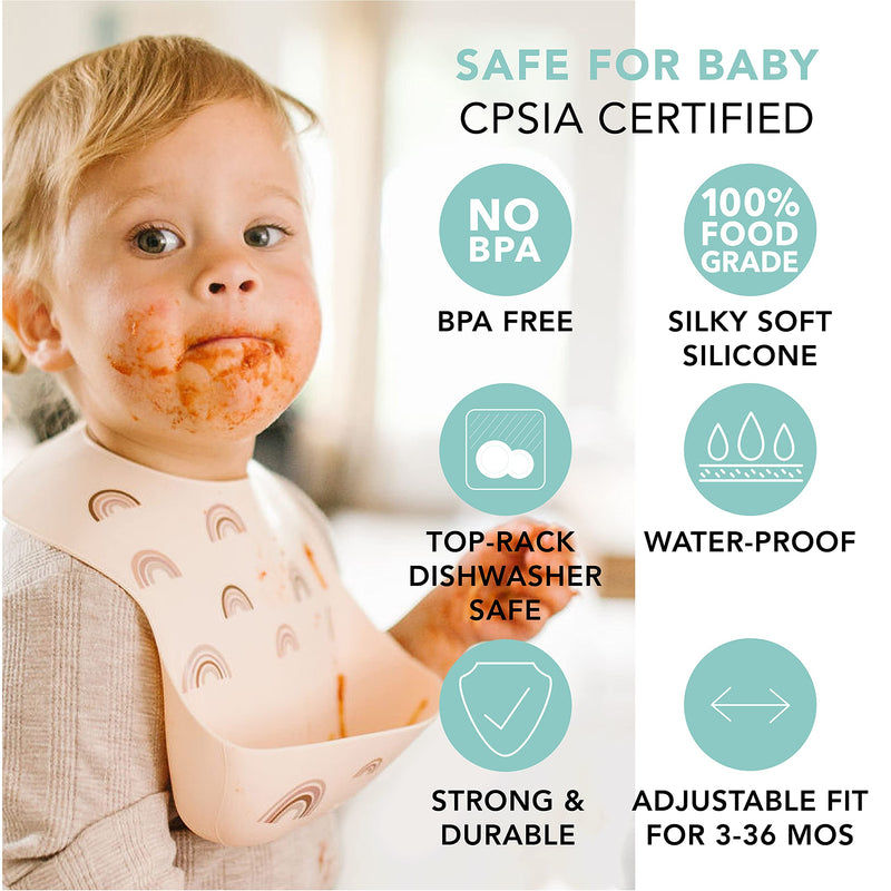 [Australia] - Loulou Lollipop Soft, Waterproof Silicone Feeding Bib for Babies and Toddlers Safari Jungle 