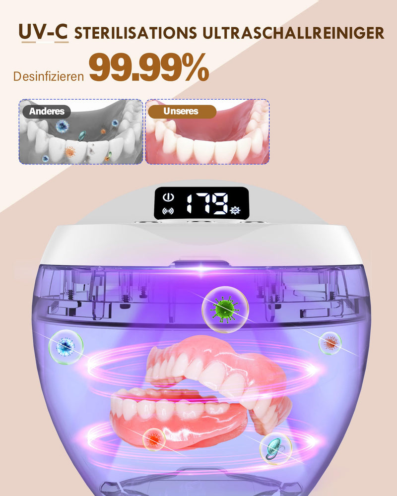 [Australia] - Stim-U-Dent ultrasonic cleaning device, ultrasonic cleaner for dental splints, aligners, whitening splints, retainers, 45kHz UV dental pod for all dentures, 200ml ultrasonic cleaner, retainer cleaner 